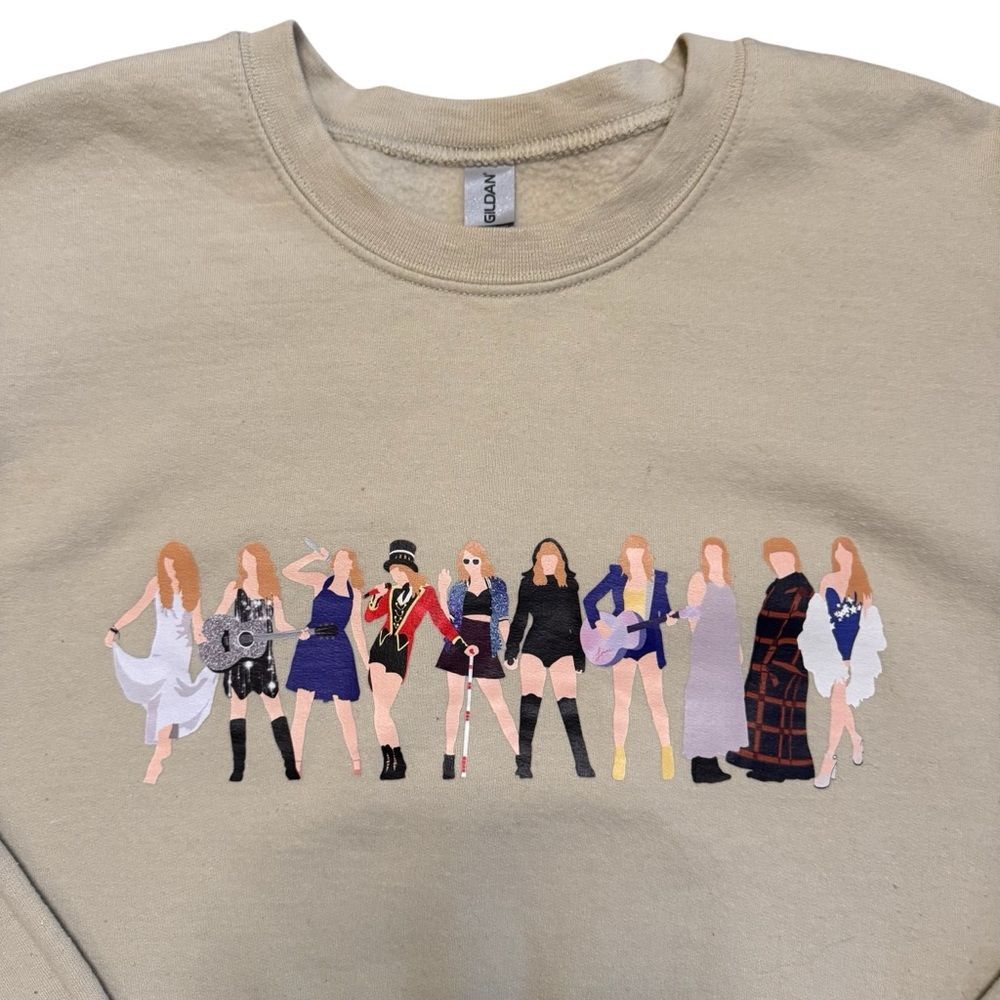 Taylor Swift Eras Graphic Sweatshirt Grey Gildan Crew Neck Pullover Size 3X